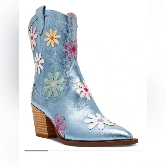 Betsey Johnson πΈπΌ Teddy Daisy western Floral Embellished Cowboy boots NIB NWT - Picture 6 of 10